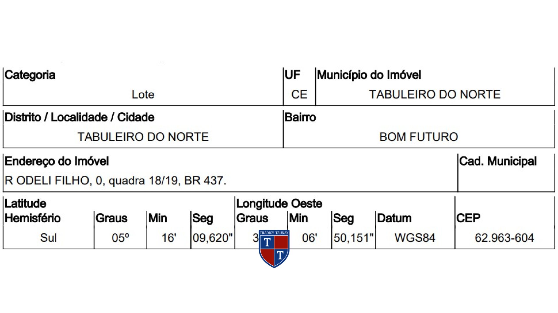 Foto 1 de TERRENO em BOM FUTURO, TABULEIRO DO NORTE/CE - Imóvel Retomado CAIXA Ref 10222107